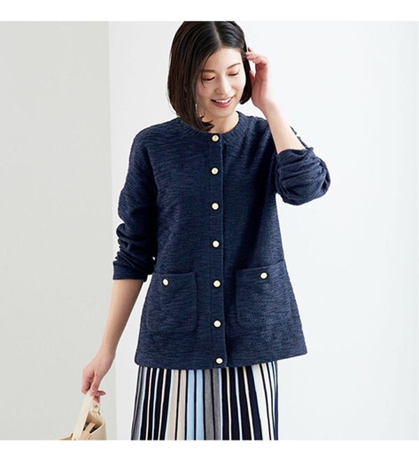 BELLUNA（ベルーナ）の「ラクなのにきちんと見え！カットツイード素材カーディガン（その他カーディガン）」｜詳細画像