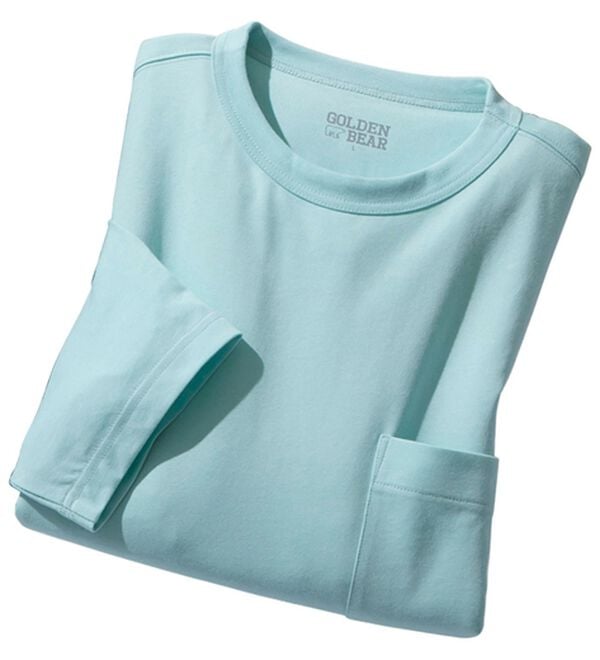 「＜ゴールデンベア＞長く着られる上質Ｔシャツ（メンズＴシャツ）」｜サックス(7分袖)