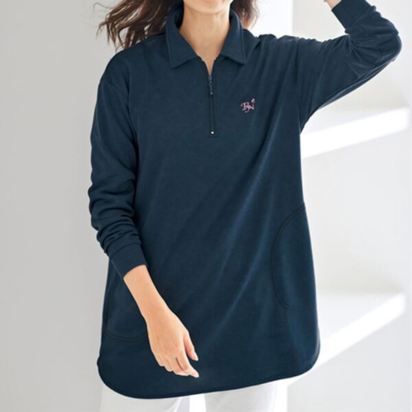 BELLUNA（ベルーナ）の「ハーフジップゆったり刺しゅうチュニック（チュニック）」｜詳細画像