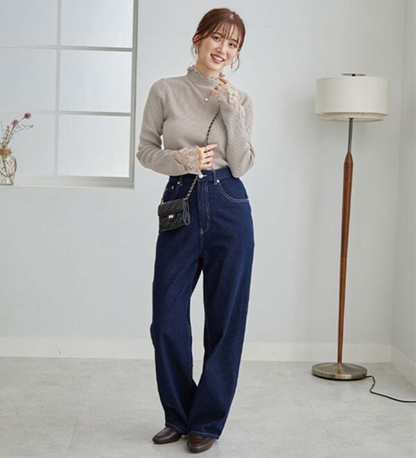 GeeRA（ジーラ）の「大人可愛い！レースが上品なハイネックニット（ニット・セーター）」｜詳細画像