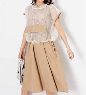 BELLUNA（ベルーナ）の「2点セット【Ｌａｇｒｉｌｕａ】メッシュ使いワンピースアンサンブル（その他ワンピース）」｜ベージュ系
