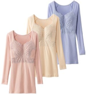 「【３色組】新・毎日活躍！綿のカップ付インナー（ブラトップ・カップ付きインナー）」｜8分袖