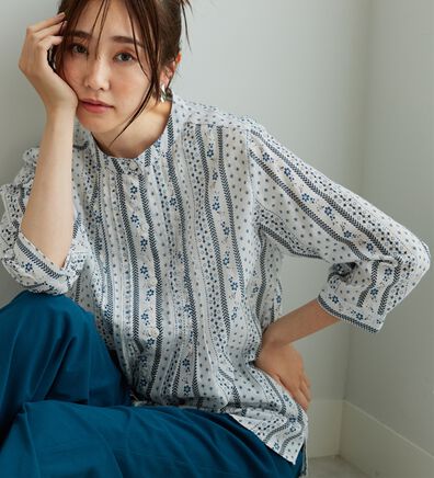 BELLUNA（ベルーナ）の「綿１００％ピンタックデザインブラウス（ブラウス）」