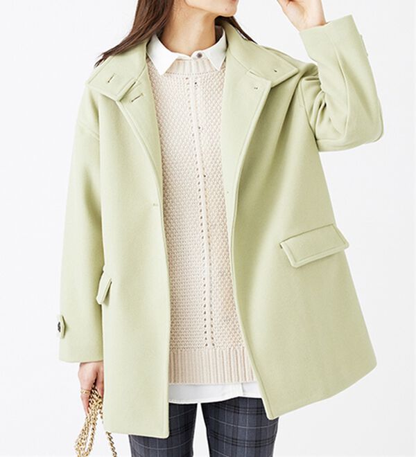 BELLUNA（ベルーナ）の「ウール調スタンド衿ミドル丈コクーンコート（ハーフコート）」｜詳細画像