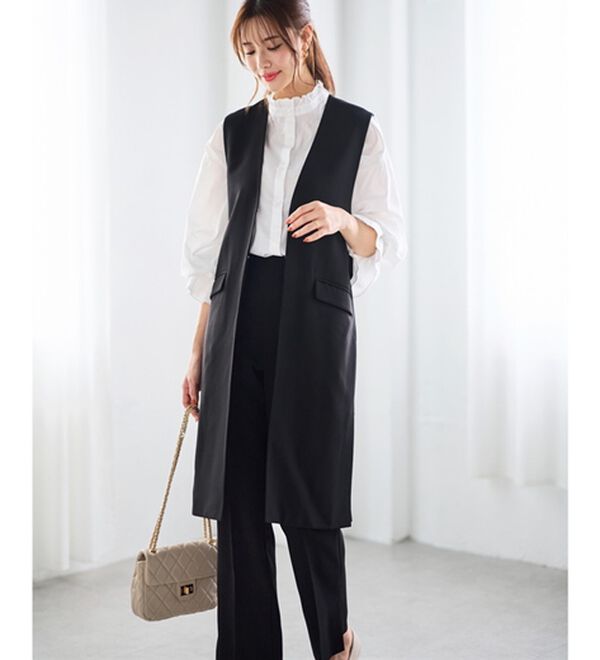 GeeRA（ジーラ）の「【２点セット】ロングジレセットアップスーツ（パンツスーツ）」｜詳細画像