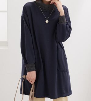 BELLUNA（ベルーナ）の「オフタートルネック配色リブ切替チュニック（チュニック）」｜詳細画像