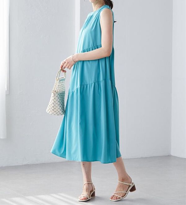 RANAN（ラナン）の「ひんやり裏地付！ななめティアードワンピ（その他ワンピース）」｜詳細画像