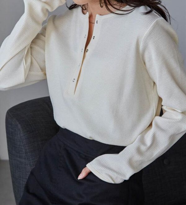 RANAN（ラナン）の「ヘンリーネックワッフルロンＴ（カットソー）」｜詳細画像