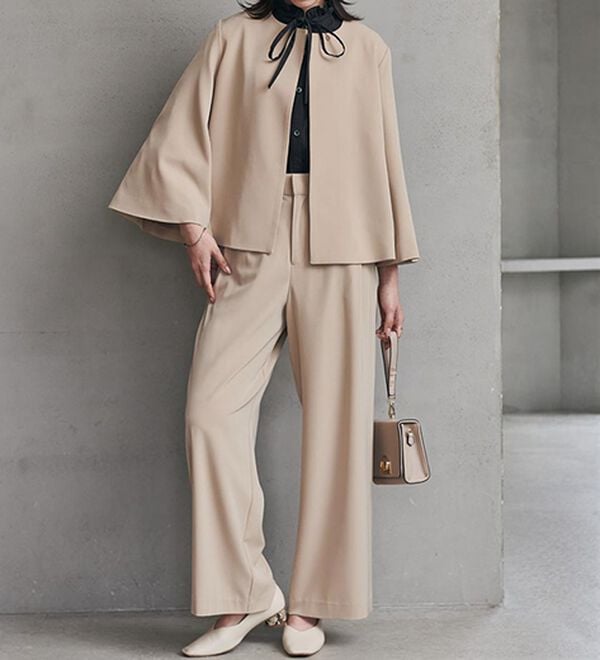 RANAN（ラナン）の「【２点セット】防しわ！洗える！ケープライクジャケットセットアップ（パンツスーツ）」｜詳細画像