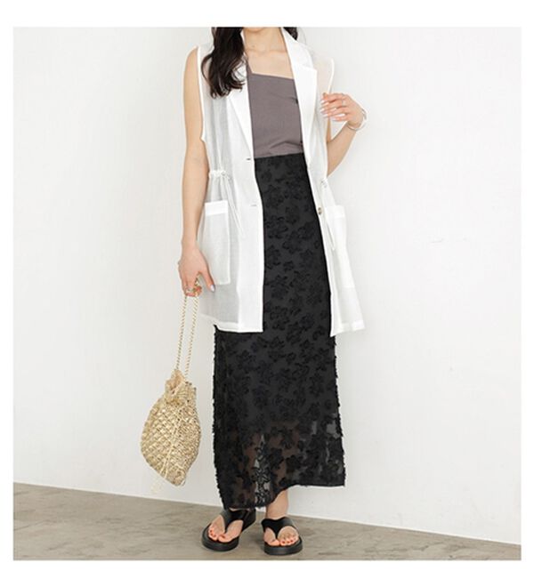 GeeRA（ジーラ）の「フリンジシアージャカードタイトスカート（ロングスカート）」｜詳細画像