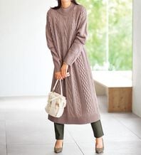 BELLUNA（ベルーナ）の「ケーブル柄ロング丈ニットワンピース（ニットワンピース）」