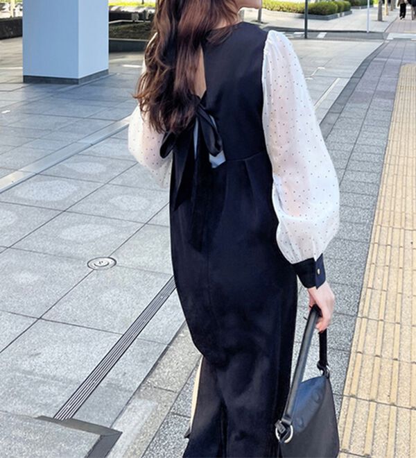 GeeRA（ジーラ）の「【オケージョン】バックリボンシアードット切替ワンピース（その他ワンピース）」｜詳細画像