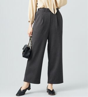BELLUNA（ベルーナ）の「ウール調ふっくらワイドパンツ（ワイドパンツ・ガウチョ）」｜ピンストライプ