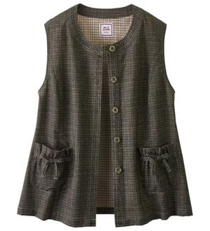 ルフラン（ルフラン）の「リボンポケットの裏チェックベスト（ベスト）」｜ブラウン系