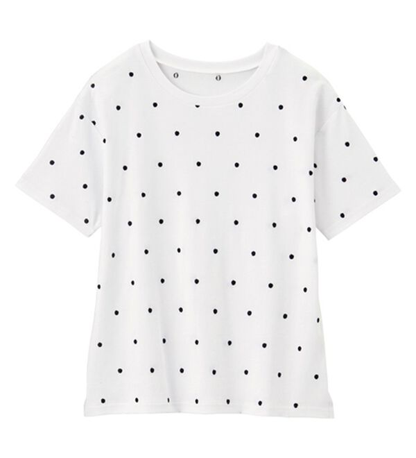GeeRA（ジーラ）の「綿１００％ドット刺しゅうシルケットＴシャツ（Tシャツ）」｜詳細画像