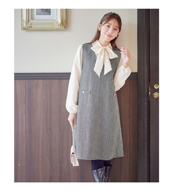 alotta（アロッタ）の「ツイード金ボタンジャンパースカート（ジャンパースカート）」｜詳細画像