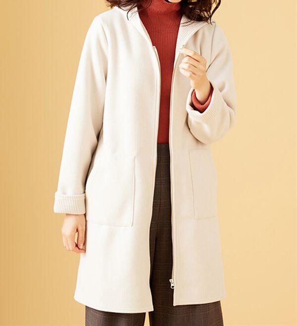 BELLUNA（ベルーナ）の「裏あぜ素材フードデザインコート（ロングコート）」｜詳細画像
