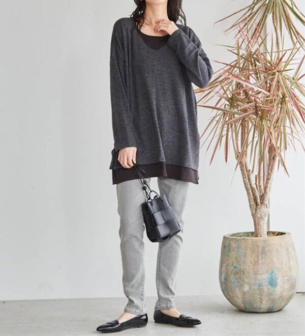 RANAN（ラナン）の「レイヤード風ニットソーチュニック（チュニック）」｜詳細画像