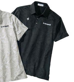 「＜ルコックスポルティフ＞マリンパラソルジャカード半袖シャツ（メンズシャツ）」｜ブラック