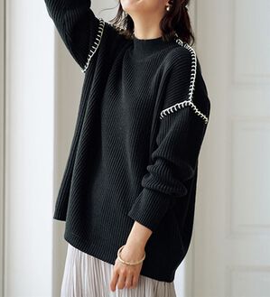 BELLUNA（ベルーナ）の「ゆるっと着映えるハンドステッチセーター（ニット・セーター）」｜詳細画像