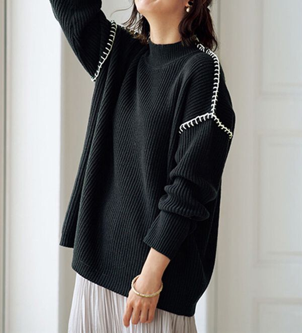 BELLUNA（ベルーナ）の「ゆるっと着映えるハンドステッチセーター（ニット・セーター）」｜詳細画像