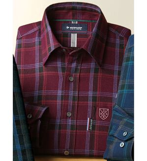 「＜ダンロップ・リファインド＞ふっくら両面起毛チェック柄シャツ（メンズシャツ）」｜ワイン