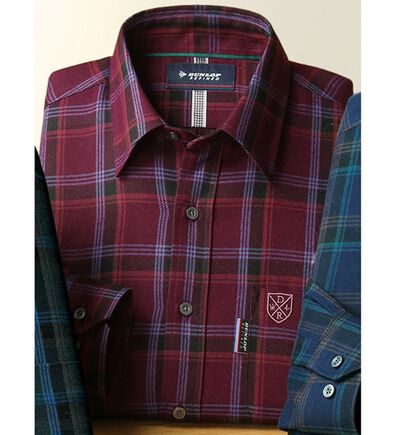 「＜ダンロップ・リファインド＞ふっくら両面起毛チェック柄シャツ（メンズシャツ）」