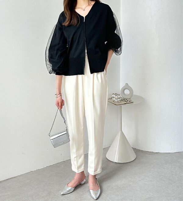 GeeRA（ジーラ）の「美脚とろみタックパンツ（フルレングスパンツ）」｜詳細画像