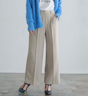 Pierrot（ピエロ）の「大人シルエットウールライクタックワイドパンツ（ワイドパンツ・ガウチョ）」｜詳細画像