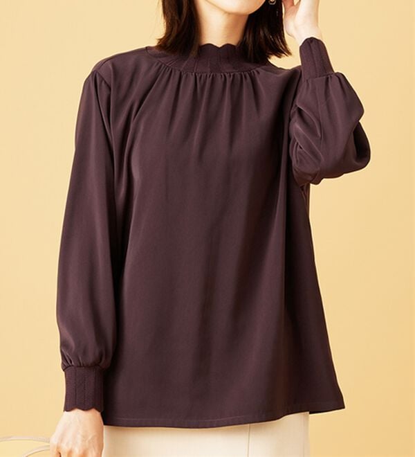 BELLUNA（ベルーナ）の「衿＆袖ニット使い美人顔ブラウス（ブラウス）」｜詳細画像