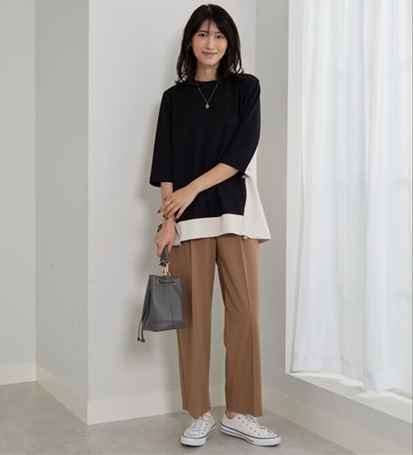 BELLUNA（ベルーナ）の「ドロスト使い配色デザインチュニック（チュニック）」｜詳細画像