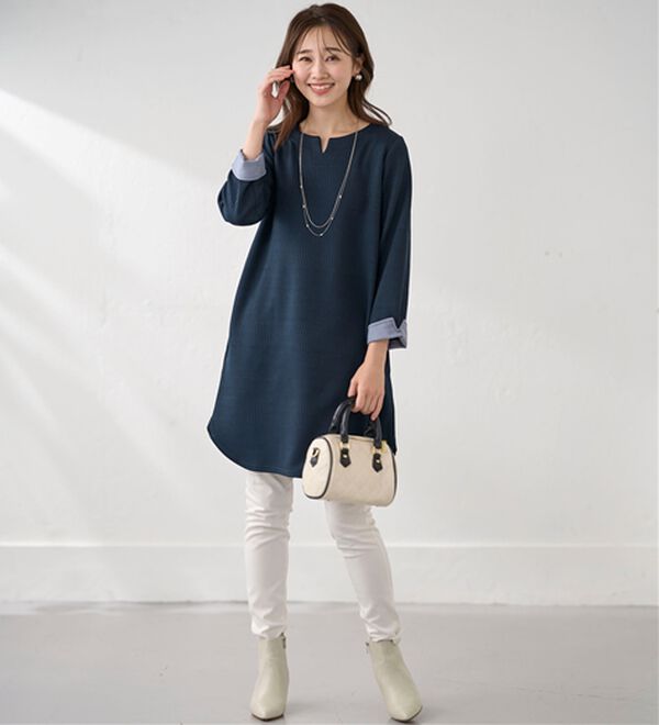 BELLUNA（ベルーナ）の「ボーダージャカード素材ワンピース（その他ワンピース）」｜詳細画像