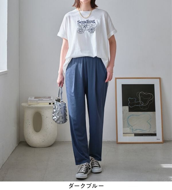 Viola e Viola（ヴィオラ エ ヴィオラ）の「【接触冷感】さらテロ楽のびテーパードパンツ【選べる２丈】（フルレングスパンツ）」｜詳細画像