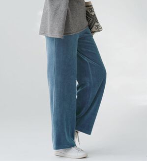 BELLUNA（ベルーナ）の「綺麗見えベロアワイドパンツ（フルレングスパンツ）」｜ブルーグレー