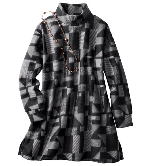 「【２枚組】暖かモノトーンフリースチュニック（パジャマ・ルームウェア）」｜詳細画像