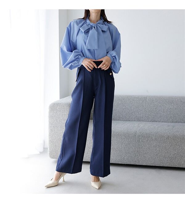 RANAN（ラナン）の「ボタンデザインハイウエストワイドパンツ（フルレングスパンツ）」｜詳細画像