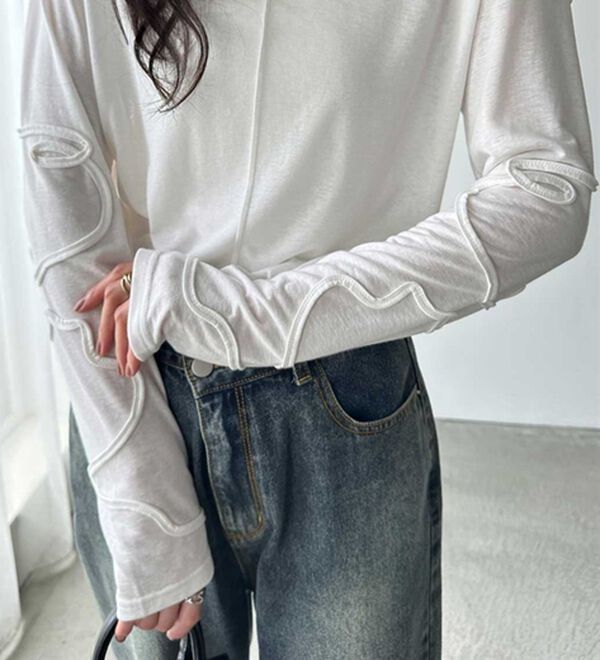 GeeRA（ジーラ）の「コード刺繍スラブシアーカットソー（カットソー）」｜詳細画像