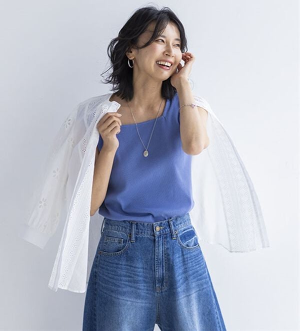 BELLUNA（ベルーナ）の「綿１００％抗菌防臭機能付リブタンクトップ（タンクトップ・キャミソール）」｜詳細画像