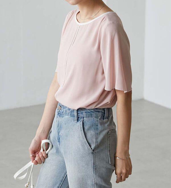 RANAN（ラナン）の「ひんやり！配色ディテールインナー付ブラウス（ブラウス）」｜詳細画像