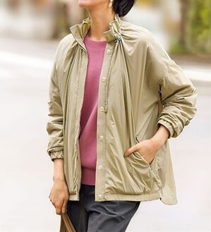 VINNO（ヴィノ）の「機能付ヘビロテシャーリングシャツブルゾン（ハーフコート）」｜ベージュ