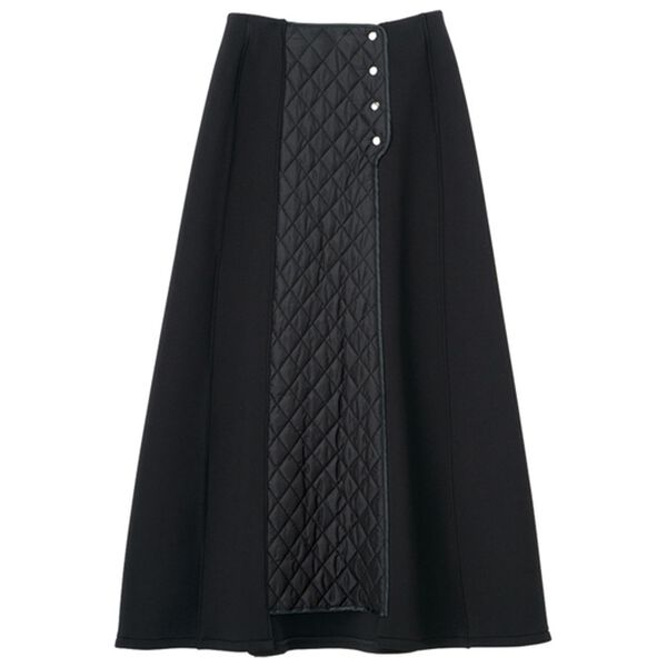 RANAN（ラナン）の「中わたキルト使いスカート（ロングスカート）」｜ブラック