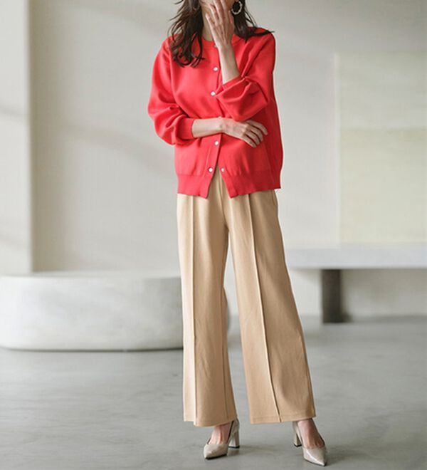 RANAN（ラナン）の「きれい見えピンタックカットソーワイドパンツ＜毛玉になりにくい＞【セットアップ対応】（ワイドパンツ・ガウチョ）」｜詳細画像