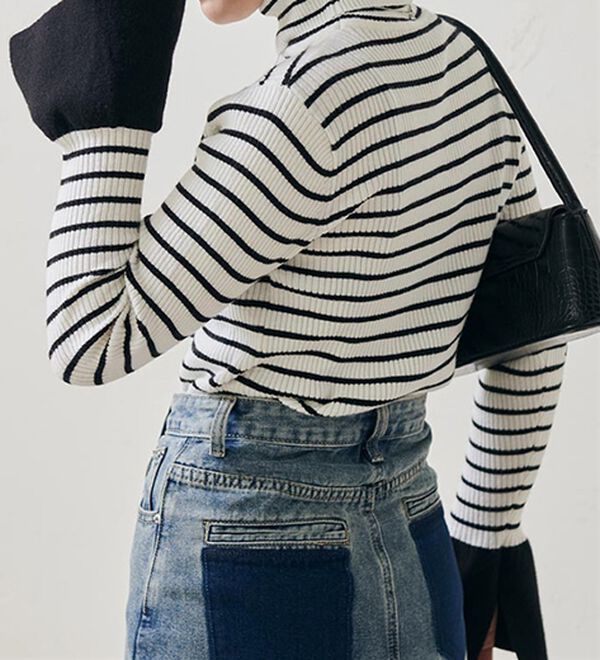 RANAN（ラナン）の「＜ムースタッチ＞洗える！バイカラータートルリブニット（ニット・セーター）」｜詳細画像