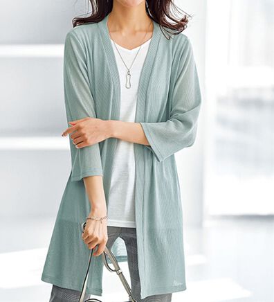 BELLUNA（ベルーナ）の「【2点セット】シアー素材涼やかカーディガンアンサンブル（アンサンブル）」