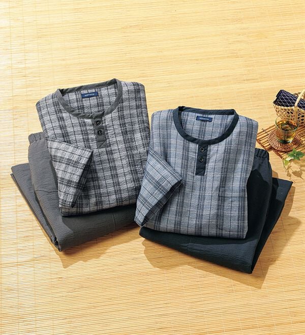 「【２着組】綿１００％ゆったりしじらパジャマ（メンズルームウェア）」｜詳細画像