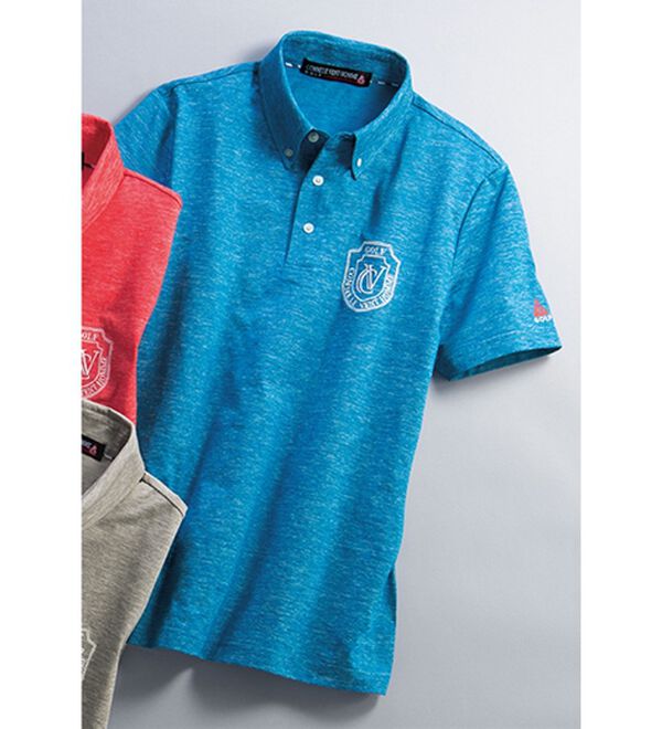 「＜コムルヴァン・オム・ゴルフ＞杢調ドライポロシャツ（メンズポロシャツ）」｜杢ブルー