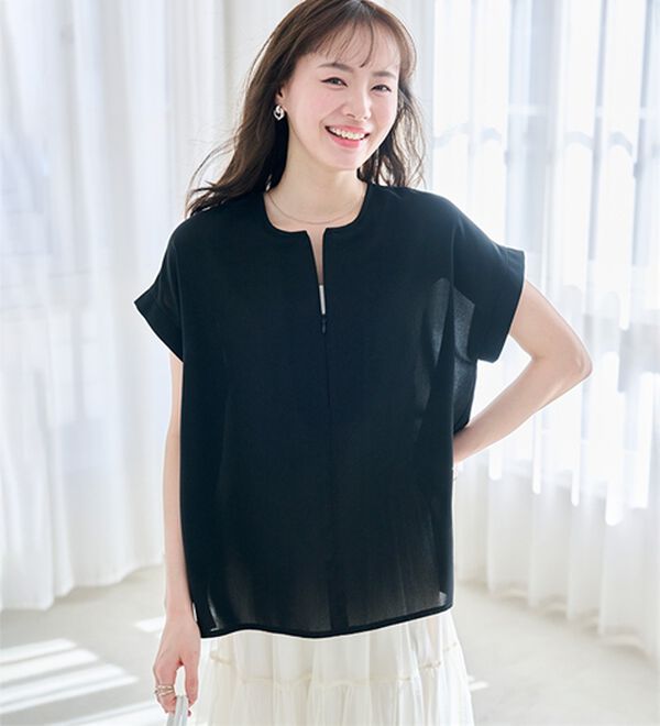 RANAN（ラナン）の「前後2WAYハーフジップブラウス（ブラウス）」｜詳細画像