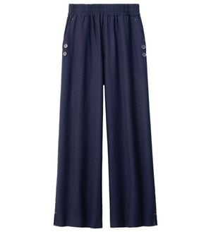 ルフラン（ルフラン）の「アイロンいらずの軽快パンツ（ワイドパンツ・ガウチョ）」｜ネイビー