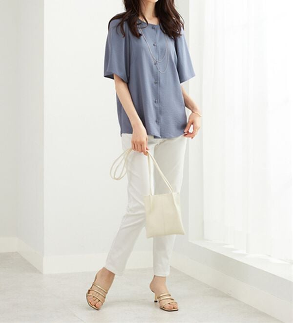 BELLUNA（ベルーナ）の「お手入れ楽々！ビンテージ素材ブラウス（ブラウス）」｜詳細画像