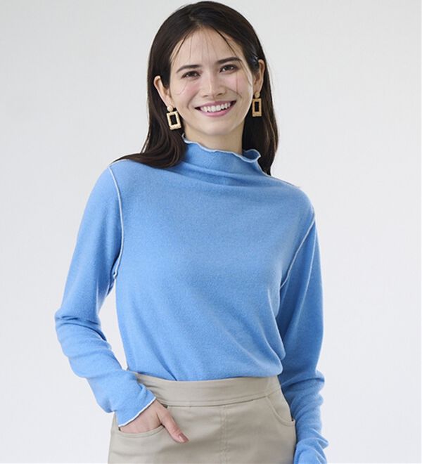 RANAN（ラナン）の「前後２ＷＡＹ！メロウ使いニットソーフリルプルオーバー（カットソー）」｜ブルー